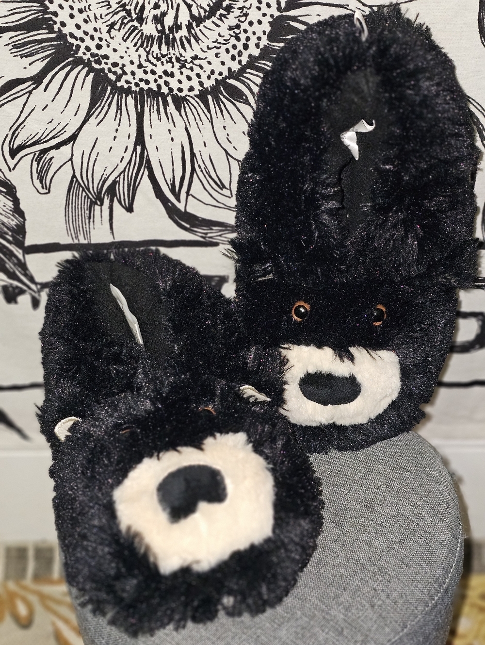 Lazy One Bear Critter Slippers - Black Kid's Medium 13-3